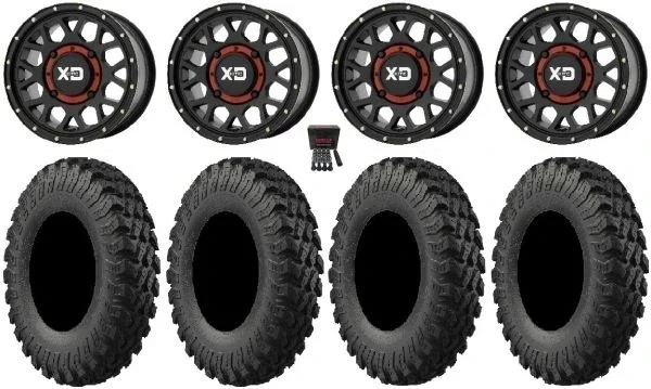 KS135 Grenade Black 15″ Wheels 30″ MotoRally Tires Kawasaki Teryx Mule