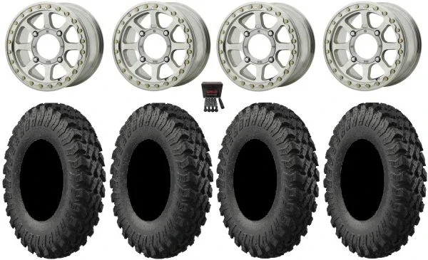 KS234 Addict 2 Beadlock 15″ Wheels Mh 30″ MotoRally Tires Kawasaki Teryx Mule
