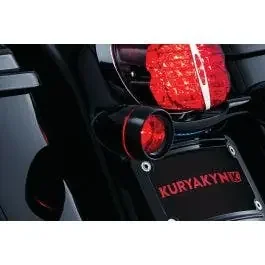 Kuryakyn 5482 Black Deep Dish Bullet Turn Signal Bezels Red Lens Harley