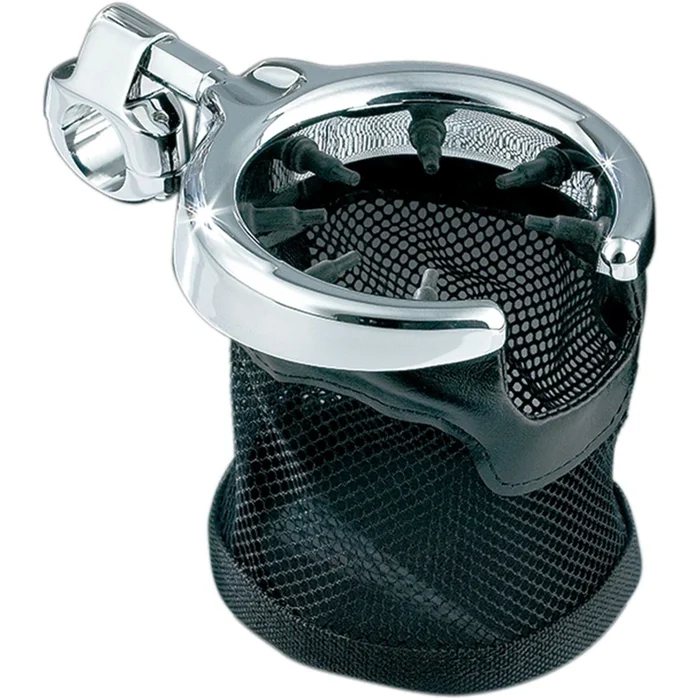 Kuryakyn Chrome Universal Drink Holder with Basket And Clamp For 1-1/4 ” Handlebars [MPN: 1475]
