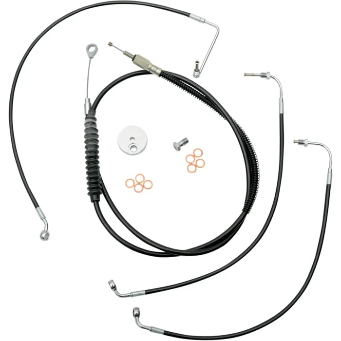 LA CHOPPERS 0610-1131 LA-8012KT-13B Standard Black Vinyl Braided Handlebar Cable/Brake Line Kit — Ape Hanger – 12 ” – 14 ” Ape Hanger Handlebars – Black Vinyl