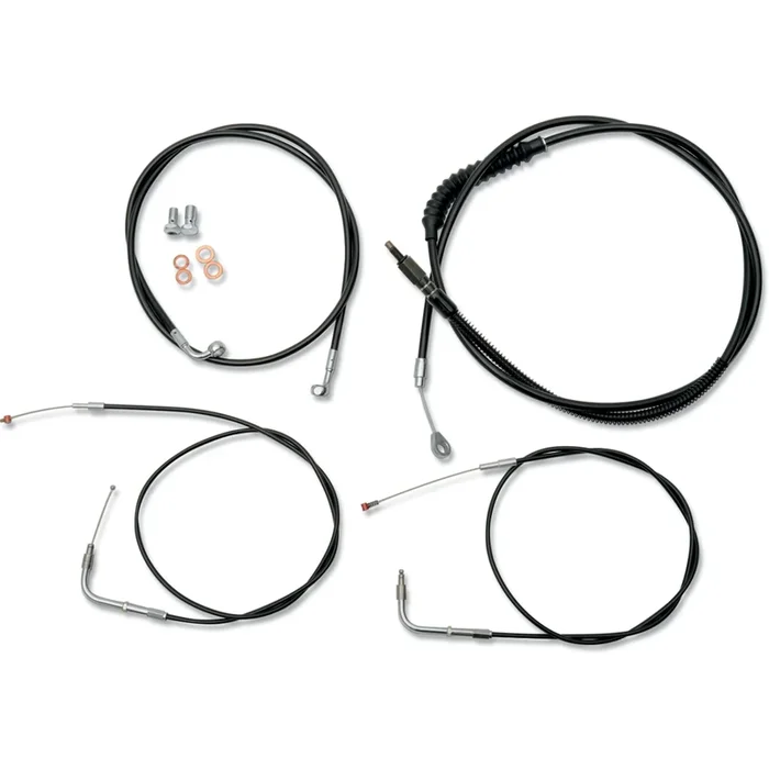 LA CHOPPERS 0662-0425 LA-8230KT-19B Standard Black Vinyl Braided Handlebar Cable/Brake Line Kit — Ape Hanger Handlebar Cable/Brake Line Kit – 18 ” – 20 ” Ape Hanger Handlebars – Black Vinyl