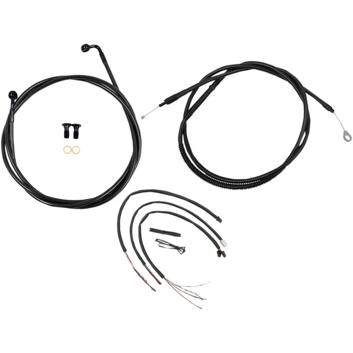 LA CHOPPERS 0662-0551 LA-8153KT2-16M Complete Midnight Braided Handlebar Cable/Brake Line Kit — Standard Handlebar Cable/Brake Line Kit – Complete – 15 ” – 17 ” Handlebars – Midnight