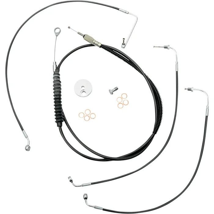 LA CHOPPERS 0662-0790 LA-8154KT-19B Standard Black Vinyl Braided Handlebar Cable/Brake Line Kit — Ape Hanger Handlebar Cable/Brake Line Kit – 18 ” – 20 ” Ape Hanger Handlebars – Black Vinyl