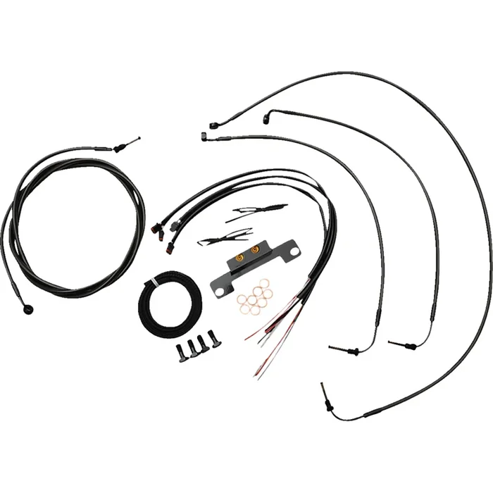 LA CHOPPERS 0662-1107 LA-8058KT2-08M Complete Midnight Braided Handlebar Cable/Brake Line Kit — Standard Handlebar Cable/Brake Line Kit – Complete – Stock Handlebars – Midnight