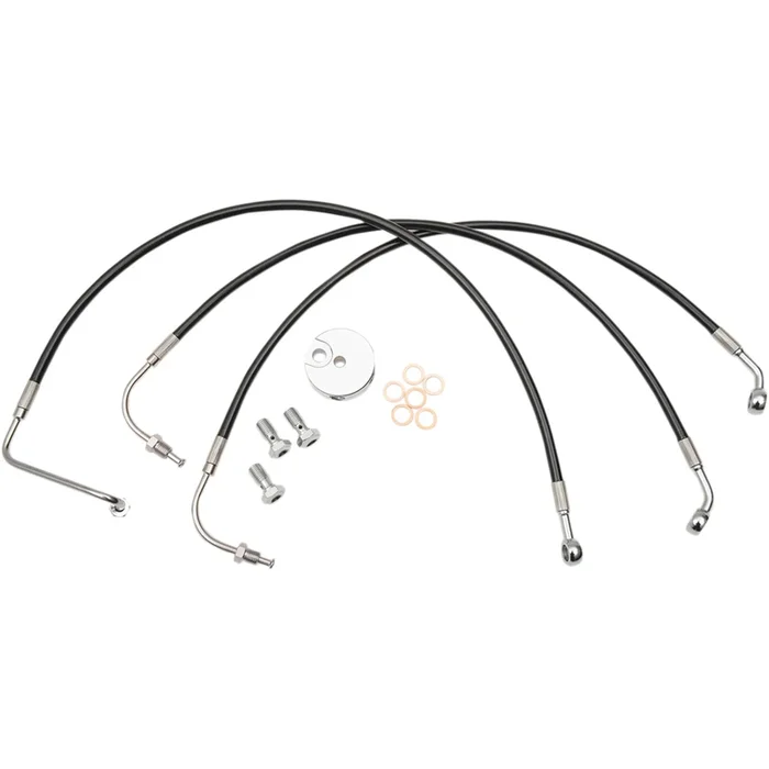LA CHOPPERS 1741-4228 LA-8006B08B Black Braided Brake Line Kit – Mini Ape Hanger Handlebars – Black