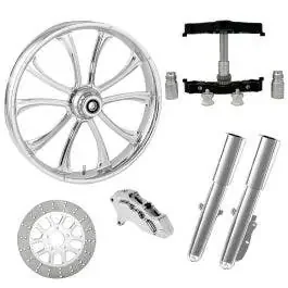 Maverick Chrome 23″ Wheel Tire Single Side Raked Triple Trees Lowers & Sliders