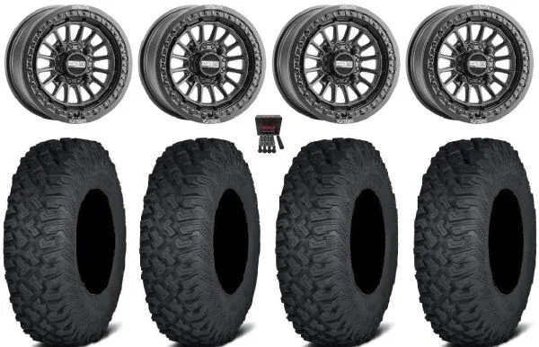 Metal FX Delta Bdlk 15″ Wheels Bk 30″ Coyote Tires Kawasaki Teryx Mule