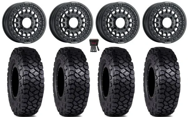 Metal FX Hitman Bdlk 15″ Wheels Bk 30″ Intersect Tires Kawasaki Teryx Mule