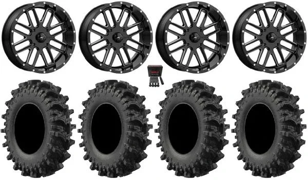 MSA Bandit 22″ Wheels Milled 33″ MotoSlayer Tires Kawasaki Teryx Mule