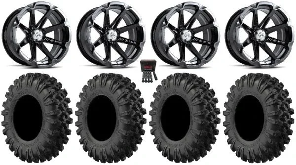 MSA Black Diesel 15″ UTV Wheels 35″ MotoRavage XL Tires Kawasaki Teryx Mule