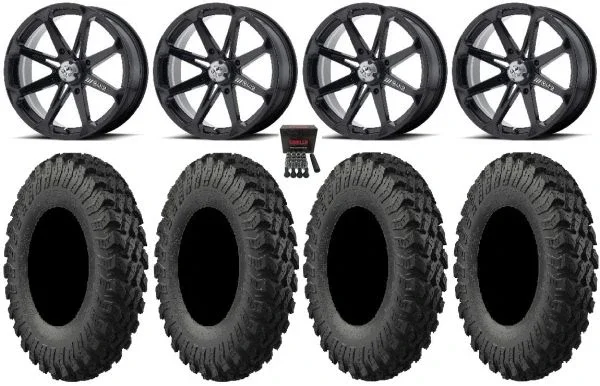MSA Black Diesel 22″ UTV Wheels 35″ MotoRally Tires Polaris RZR XP 1000 / PRO XP / Ranger XP 900/1000