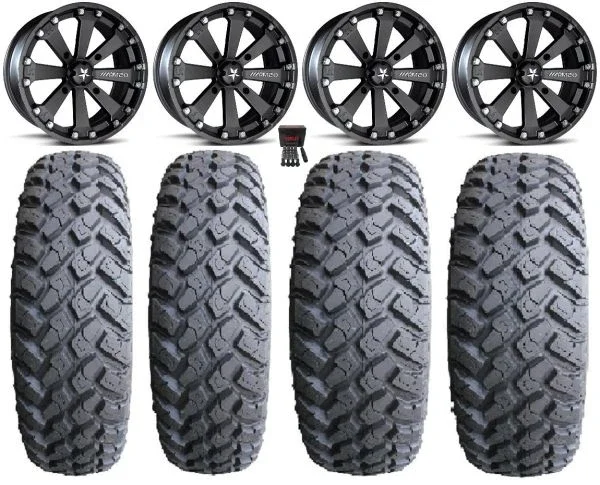 MSA Black Kore 14″ UTV Wheels 27″ MotoHammer Tires Honda Pioneer