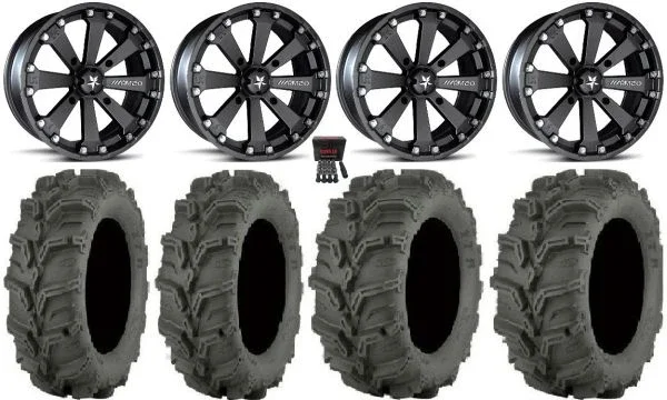 MSA Black Kore 14″ UTV Wheels 27″ Mud Lite XTR Tires Kawasaki Teryx Mule