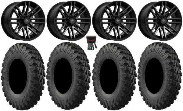 MSA Black Rogue 14″ ATV Wheels 28″ MotoRally Tires Polaris Sportsman / RZR / Ranger