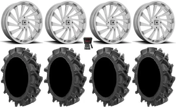 MSA Blade 24″ Wheels Chrome 45″ MotoHavok Tires Kawasaki Mule Pro FXT KRX / Yamaha Wolverine RMAX / YXZ 2019+