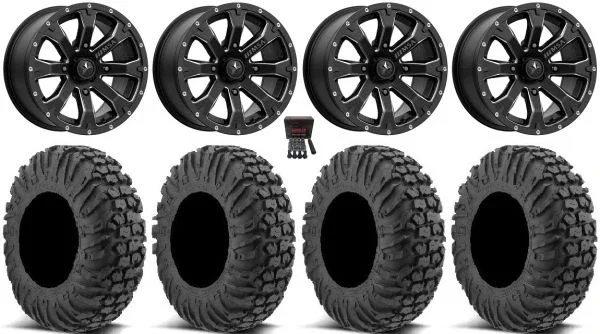MSA Bounty 14″ Wheels Black 32″ MotoVator Tires Kawasaki Teryx Mule