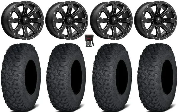 MSA Bounty 15″ Wheels Black 33″ Coyote Tires Polaris Sportsman / RZR / Ranger