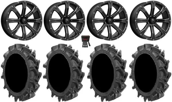 MSA Bounty 18″ Wheels Black 34″ MotoHavok Tires Can-Am Maverick X3 / Honda Pioneer 1000 / Talon
