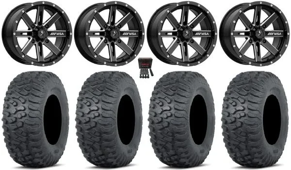 MSA Boxer 14″ Wheels Milled 27″ Terra Hook Tires Sportsman 550 850 1000