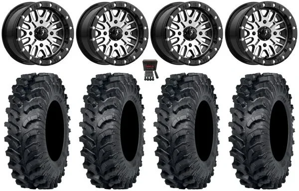 MSA Brute Beadlock 14″ Wheels Machined 28″ MT911 Tires Kawasaki Mule Pro FXT KRX / Yamaha Wolverine RMAX / YXZ 2019+
