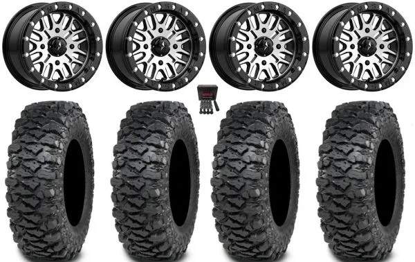MSA Brute Beadlock 15″ Wheels Mh 32″ Savage XT Tires Kawasaki Mule Pro FXT KRX / Yamaha Wolverine RMAX / YXZ 2019+