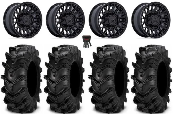 MSA Clubber 14″ Wheels Black 28″ Cryptid Tires Can-Am Maverick X3 / Honda Pioneer 1000 / Talon