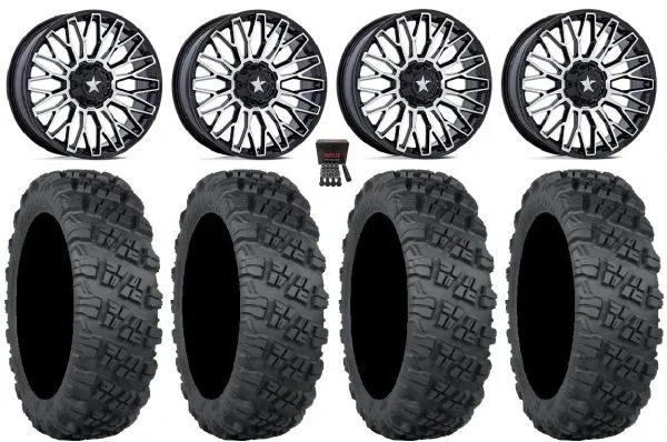 MSA Clubber 14″ Wheels Machined 32″ Versa Cross V3 Tires Can-Am Maverick X3 / Honda Pioneer 1000 / Talon