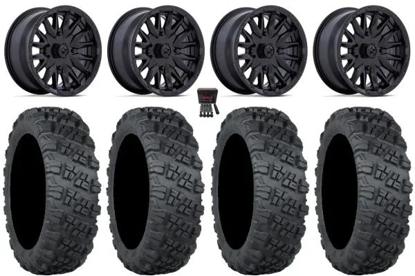 MSA Creed 15″ Wheels Black 35″ Versa Cross V3 Tires Yamaha Viking Wolverine YXZ1000R