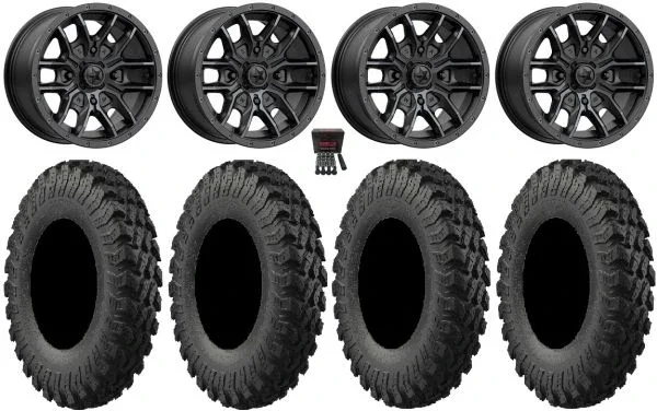 MSA Fang 15″ Wheels Black 33″ MotoRally Tires Polaris RZR XP 1000 / PRO XP / Ranger XP 900/1000