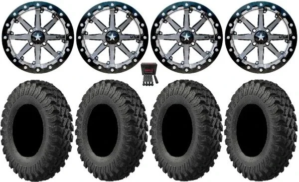 MSA Lok 15″ UTV Wheels 32″ MotoRally Tires Kawasaki Teryx Mule