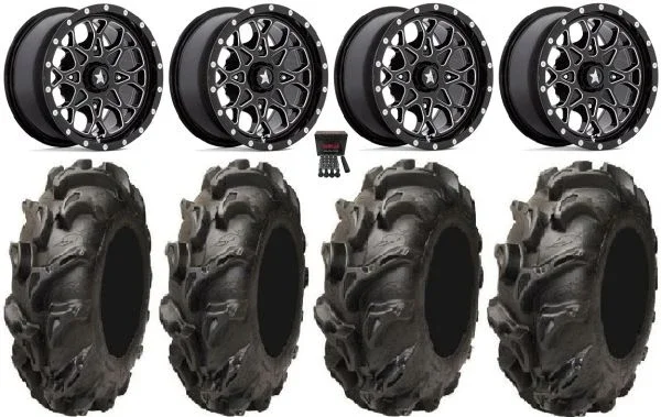MSA Portal 14″ Wheels Milled 28″ Mega Mayhem Tires Kawasaki Teryx Mule