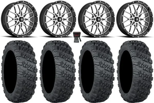 MSA Portal 18″ Wheels Machined 28″ Versa Cross V3 Tires Polaris Sportsman / RZR / Ranger