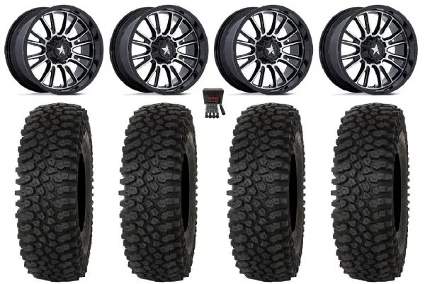 MSA ThunderLips 14″ Wheels Machined 27″ Roctane ST Tires Sportsman 550 850 1000