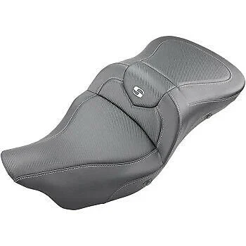 (OPEN BOX) SADDLEMEN 0801-1190 808-07B-186HCT Extended Reach Road Sofa Seat – Carbon Fiber – Heated – ’08-’23 FL