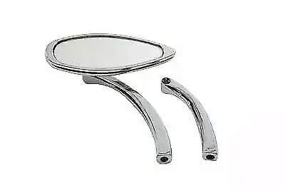 Oval Mirror Smooth with Billet Stem Chrome for Harley Davidson by V-Twin