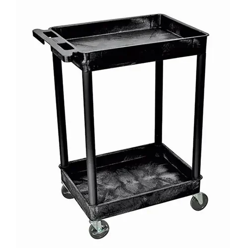Plastic Utility Cart – 2 Shelves – Black