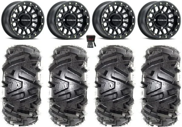 Raceline Podium Bdlk 14″ Bk Wheels 28″ Moto MTC Tires Sportsman 550 850 1000