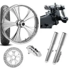 RC 26 Helo Chrome Wheel Tire Neck Rake Front End Package Harley Single Side
