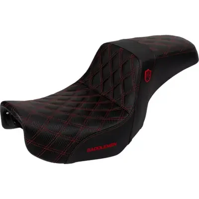 Saddlemen 2006-2014 Harley-Davidson Super Glide Custom EFI FXDCI Pro Series SDC Performance Seat – Carbon Fiber/Lumbar Gripper – Red Stitch – Dyna ‘06-‘17