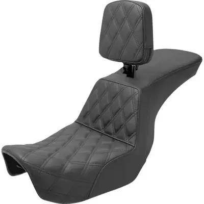 Saddlemen 2006-2017 Harley-Davidson Street Bob FXDB Tour Step-Up Seat Black Front Lattice Stitch