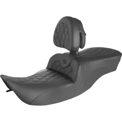 Saddlemen 2007 Harley-Davidson Road King EFI FLHR Roadsofa Seat – Full Lattice Stitch – with Backrest – FLH ‘97-‘07