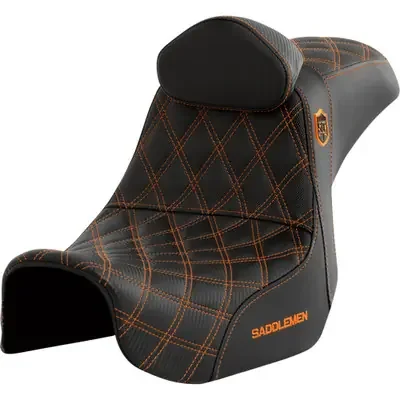 Saddlemen 2007 Harley-Davidson Screamin‘ Eagle Dyna FXDSE Pro Series SDC Performance Seat – w/ Backrest – Orange Stitch – Dyna ‘06-‘17