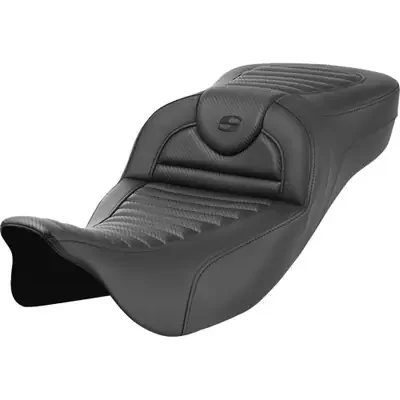 Saddlemen 2008-2009 Harley-Davidson Electra Glide Standard EFI FLHTI Roadsofa Extended Reach Seat Black Carbon Fiber / Tuck-n-Roll