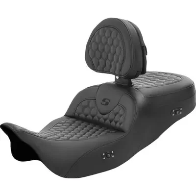 Saddlemen 2008-2009 Harley-Davidson Electra Glide Standard EFI FLHTI RoadSofa Seat – Honeycomb – with Backrest – Heated – FL ‘08-‘23