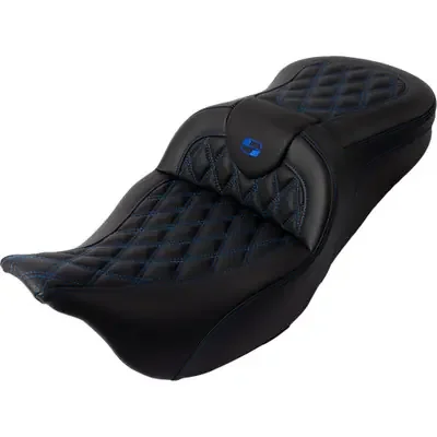 Saddlemen 2008-2009 Harley-Davidson Electra Glide Standard EFI FLHTI Roadsofa Seat – with Backrest – Blue Stitch – FL ‘08-‘23
