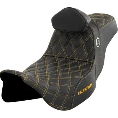 Saddlemen 2008-2009 Harley-Davidson Road Glide EFI FLTR Pro Series SDC Performance Seat – w/ Backrest – Gold Stitch – FLH/FLT ‘08-‘23