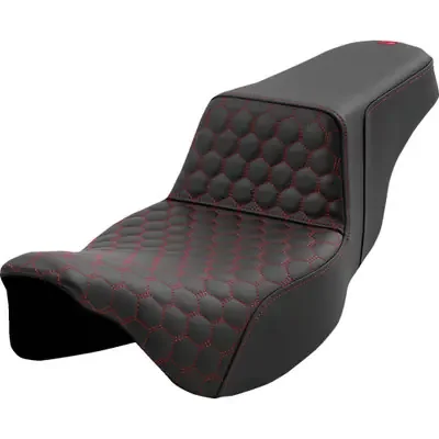 Saddlemen 2008-2009 Harley-Davidson Road Glide EFI FLTR Step-Up Seat – Honeycomb – Extended Reach – Red Stitching – FL ‘08-‘23