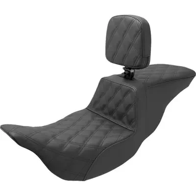 Saddlemen 2008-2009 Harley-Davidson Road Glide EFI FLTR Tour Step-Up Seat – Rider Backrest – Full Lattice Stitch – FL ‘08-‘24