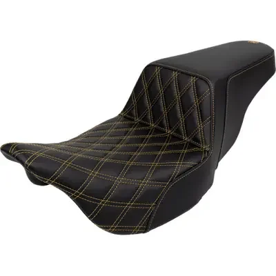 Saddlemen 2008-2013 Harley-Davidson Electra Glide Classic EFI FLHTCI Step-Up Seat – Front Lattice Stitch – Gold Stitch – FLH/FLT ‘08-‘23